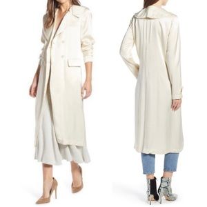 Something Navy Grand Lapel Satin Coat